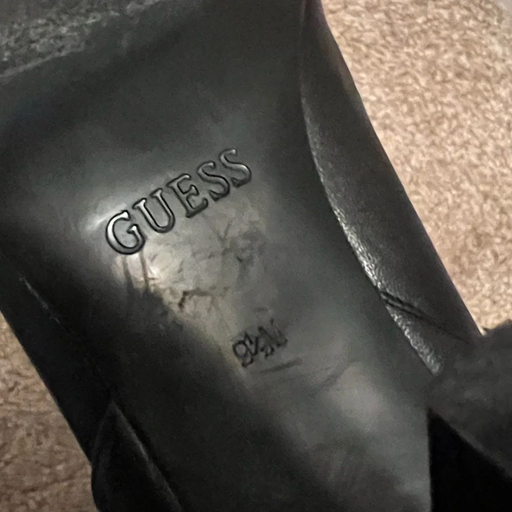 Black Over-the-Knee Women's Guess Soft Leather Heeled Boots Size 9 1/2M